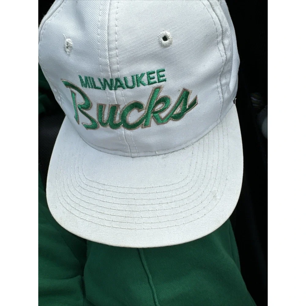 Vintage‎ Milwaukee Bucks Sports Specialties NBA Basketball White Hat Script RARE